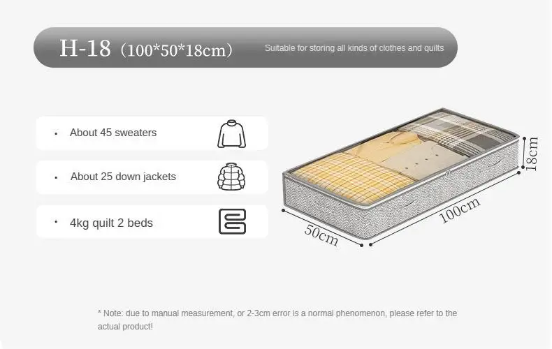 Description Picture 4 of item1/3/5PCS Clothes Quilt Storage Bag Underbed Organizer Large Capacity Quilt Storage Box Foldable Storage Bag Dust Tote