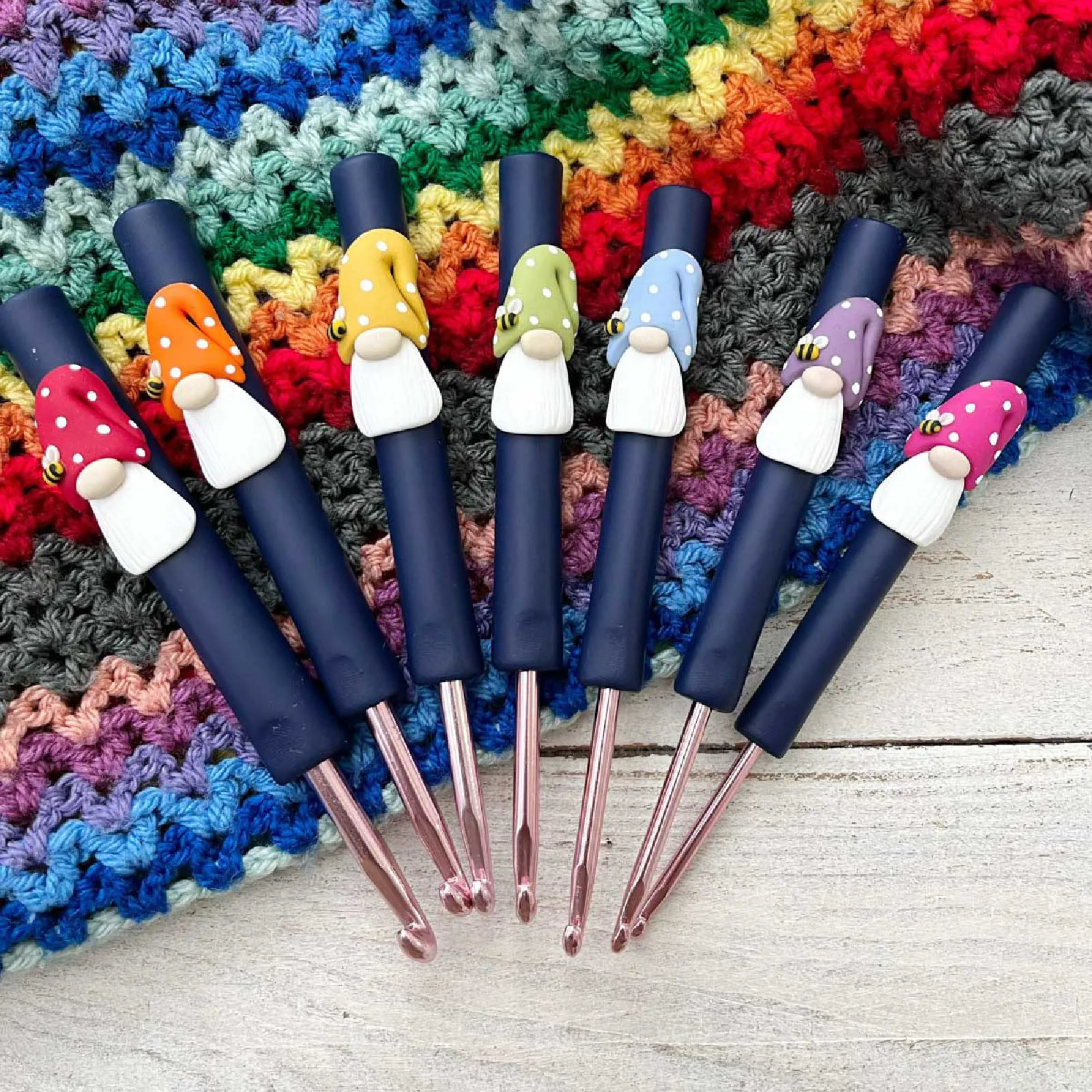 

Cartoon Gnomes Decorative Crochet Hook 7 Sizes Crochet Hooks Set Long Crochet Needles For Beginners And Knitting Crocheting Yarn