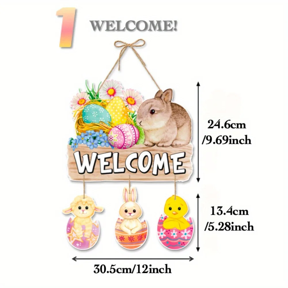 Easter DIY Hanging Ornament with Sting and Dispensing glue, Easter Bunnies, Eggs and Carrot Elements, for Home Office Room Party