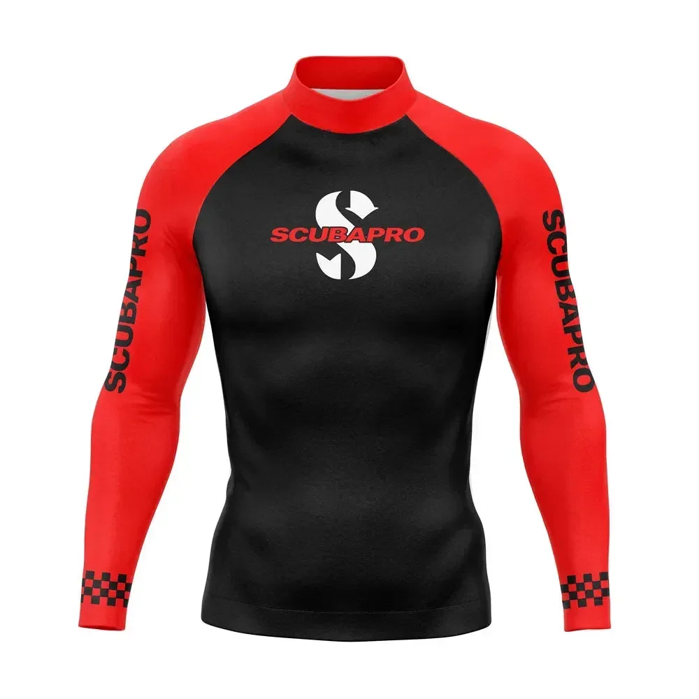 2025 Men Long Sleeve Surf Swimsuit Swimming T-shirt Beach UV Protection Swimwear Rash Guard Surfing Diving Swimsuit Tights Shirt 5