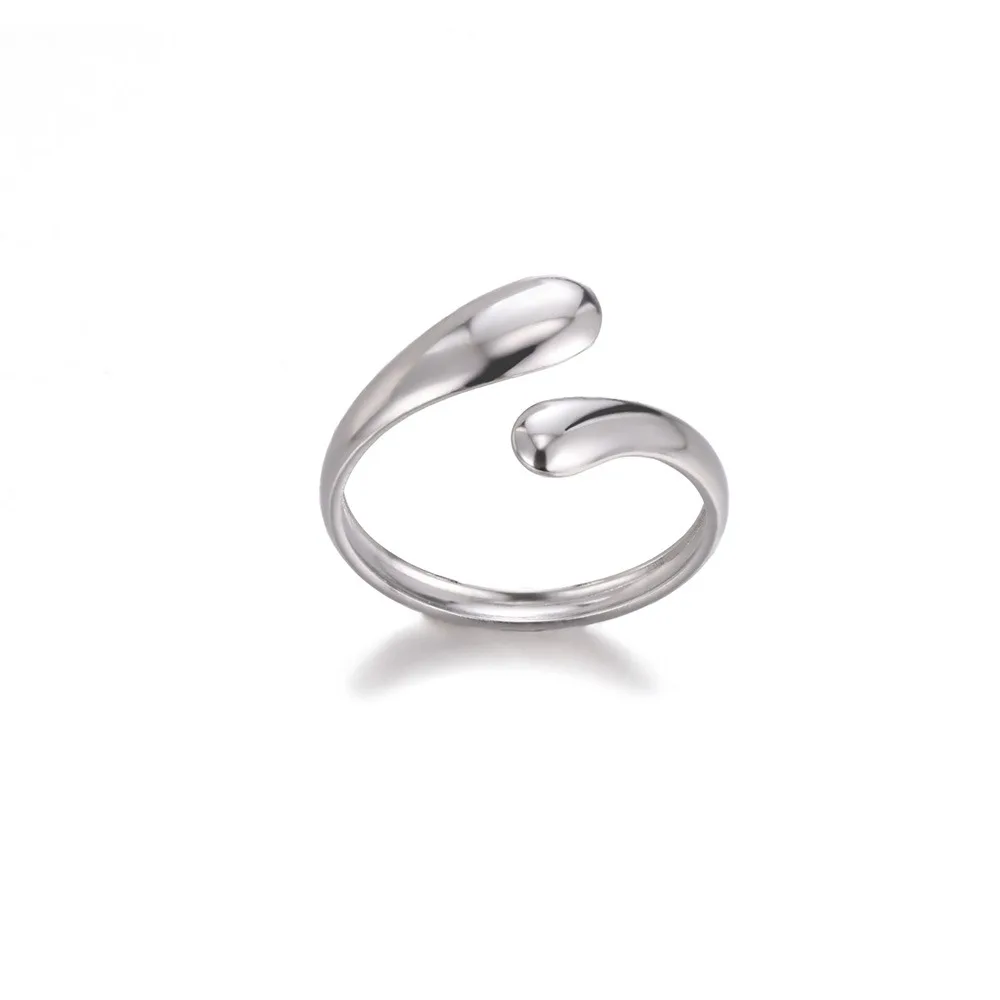 Smooth Hug Rings For Women Gold Color Stainless Steel Geometric Adjustable Ring