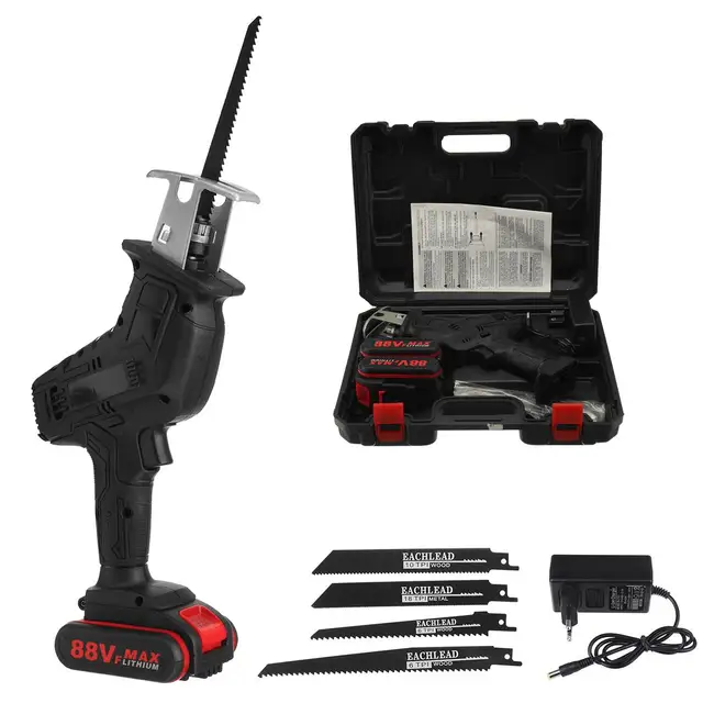 Cordless Reciprocating Saw with 4 Blades 3000rpm/min Rechargeable Electric Cutting Saber Saw Wood Metal Pipe Cutting Power Tools 6
