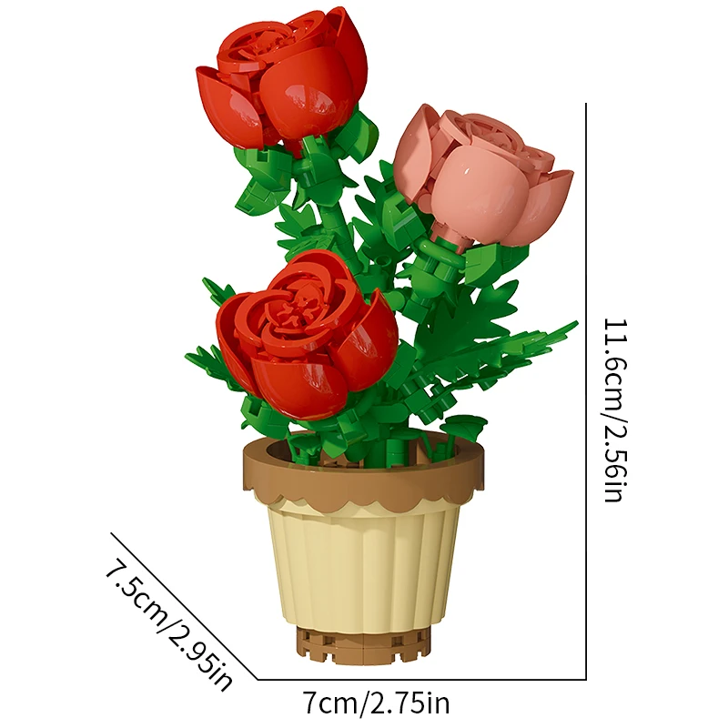 building block toy Building block flower potted plant assembly toy decoration micro particle plant potted children's toy gift