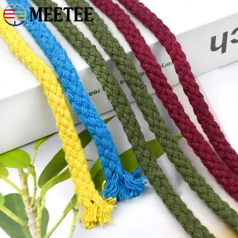 10/20/30Meters 7mm 8 Shares Round Cotton Cords Decorative Rope Twisted Braided Drawstring Ropes DIY Home Textile Craft Sewing