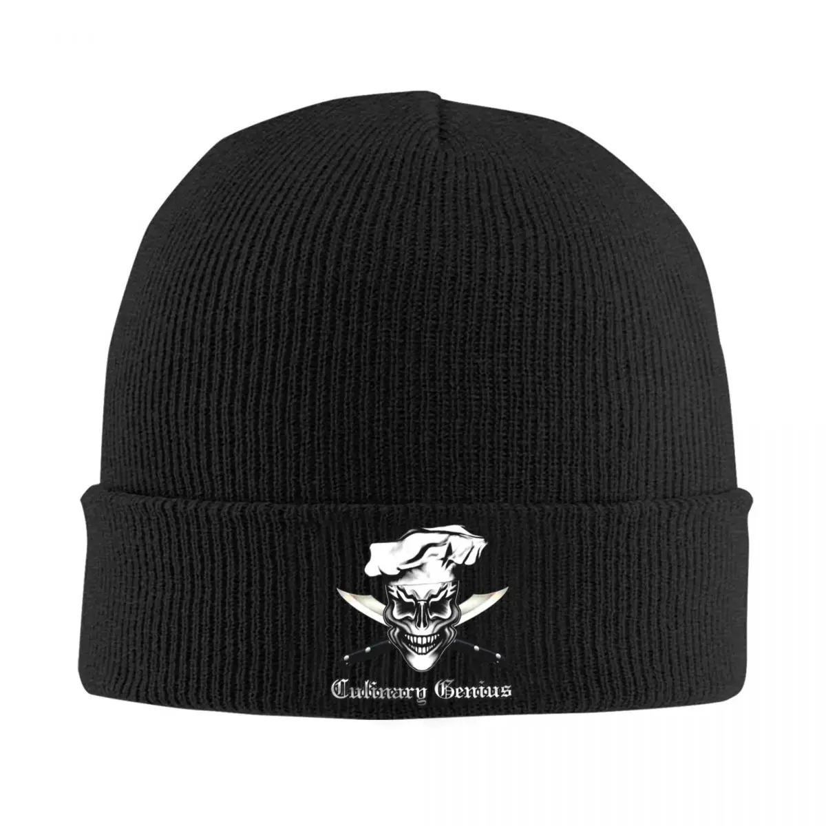 

Culinary Genius Skull Chef Bonnet Hats Cool Knit Hat For Women Men Autumn Winter Warm Cooking Pirate Skullies Beanies Caps