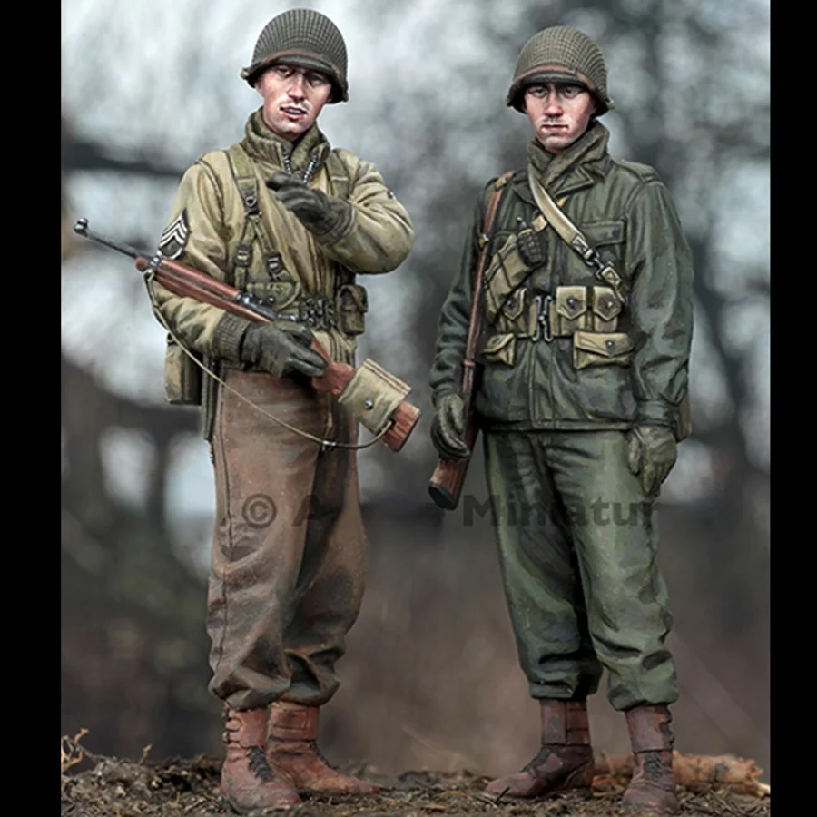 

1/35 Scale Resin Figure Model Kit modeling US Infantry 2 Personal Micro Scene Layout Unassembled and Unpainted DIY Toys