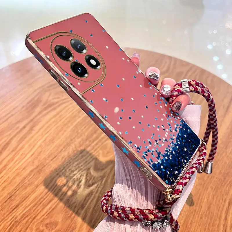 Blue Star Sky Lanyard Plating Phone Case Cover