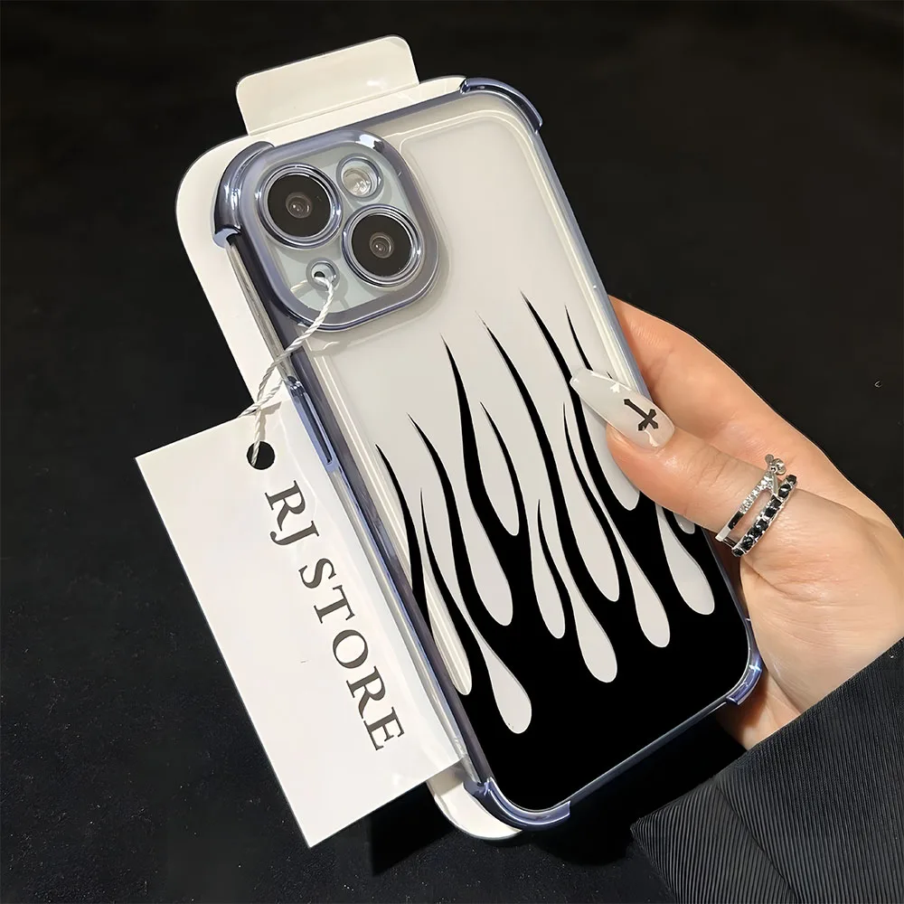 Creative Fashion Flame Fire Plating Phone Case with Airbag Cover