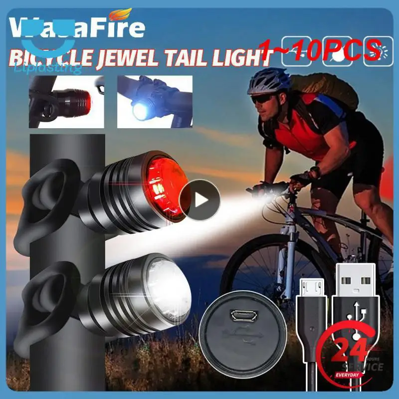 

1~10PCS Light USB Rechargeable Mountain Front And Rear Bike Light Battery 3 Light Mode Options Lamps Accessories