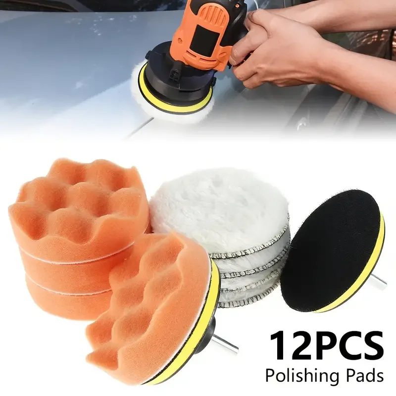 12pcs 4 Inch Polishing Pads Set Sponge And Woolen Polishing Waxing
