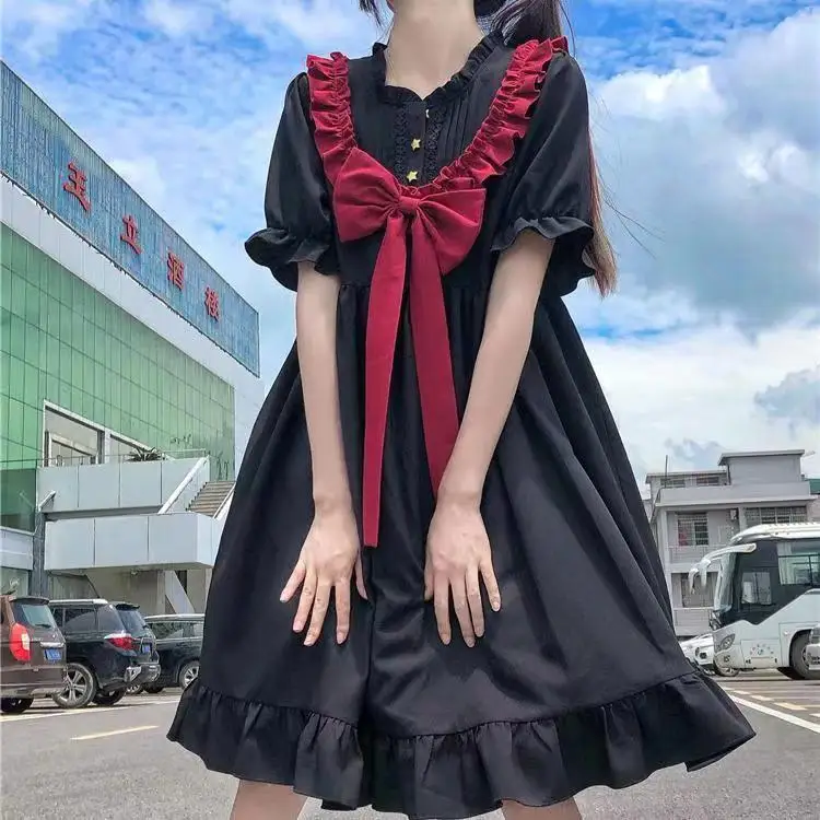 

Large Size 6XL 150kg Women Lolita Dress Kawaii Elegant Vintage Dresses Summer Sweet Cute Preppy Style Sundress Fashion Robe