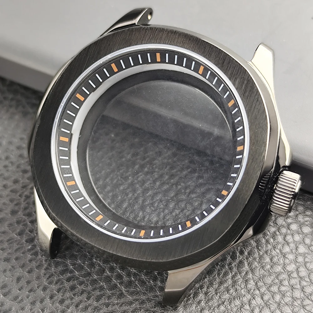 Sleek Silver Steel Watch Case with Sapphire Glass and Seal Ring, 39.5mm