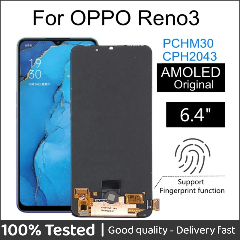 

For OPPO Reno3 LCD Display Touch Screen Digitizer Assembly Replacement for phone oppo Reno 3 CPH2043 PCHM30 LCD 6.4"