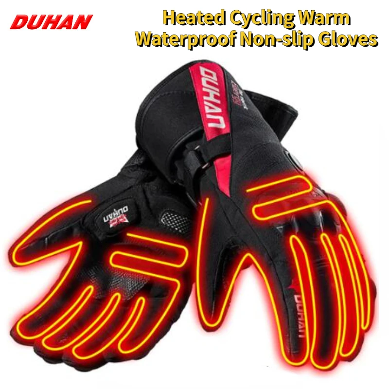 

DUHAN Motorcycle Heated Gloves Thermal Motocross Gloves USB Electric Heated Gloves Moto Protection for Winter