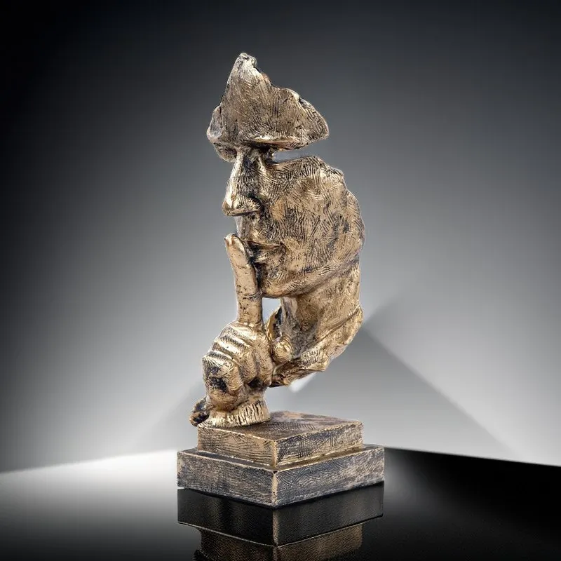 27cm 황금 마스크 조각상, Vilead 송진의 침묵, 추상 미술 장식품 27cm 황금 마스크 조각상, Vilead 송진의 침묵, 추상 미술 장식품