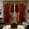 2pcs HD digital curtain printing simulation valance red palace style yellow embroidery home decoration style decoration livin 1