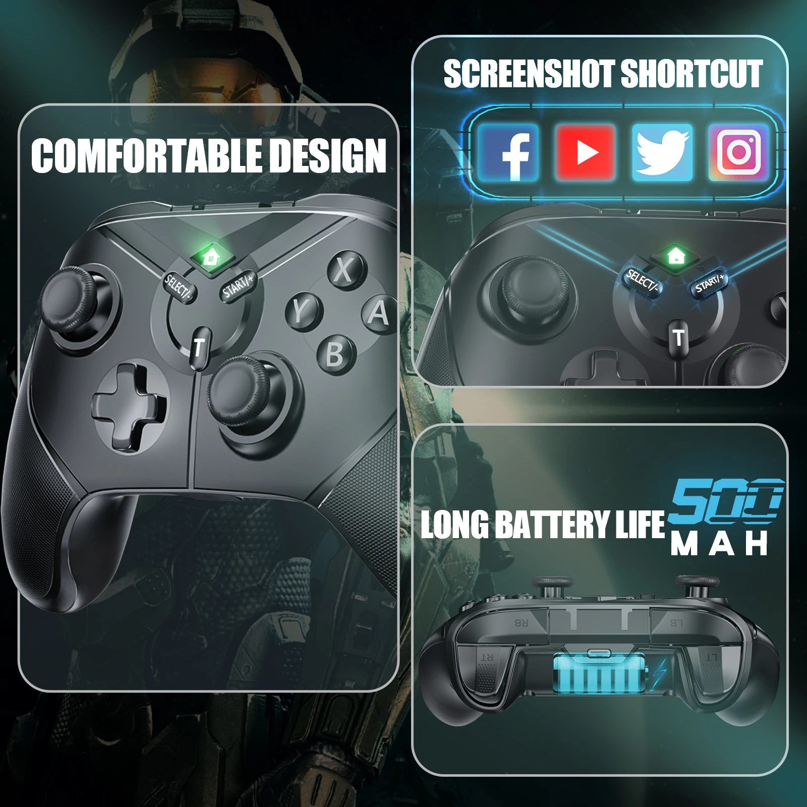 Nintendo Switch Pro  BATTOOL, Windows/IOS/ȵ̵ ̽ƽ Ʈѷ 2.4G  , Ư ũ/ͺ 