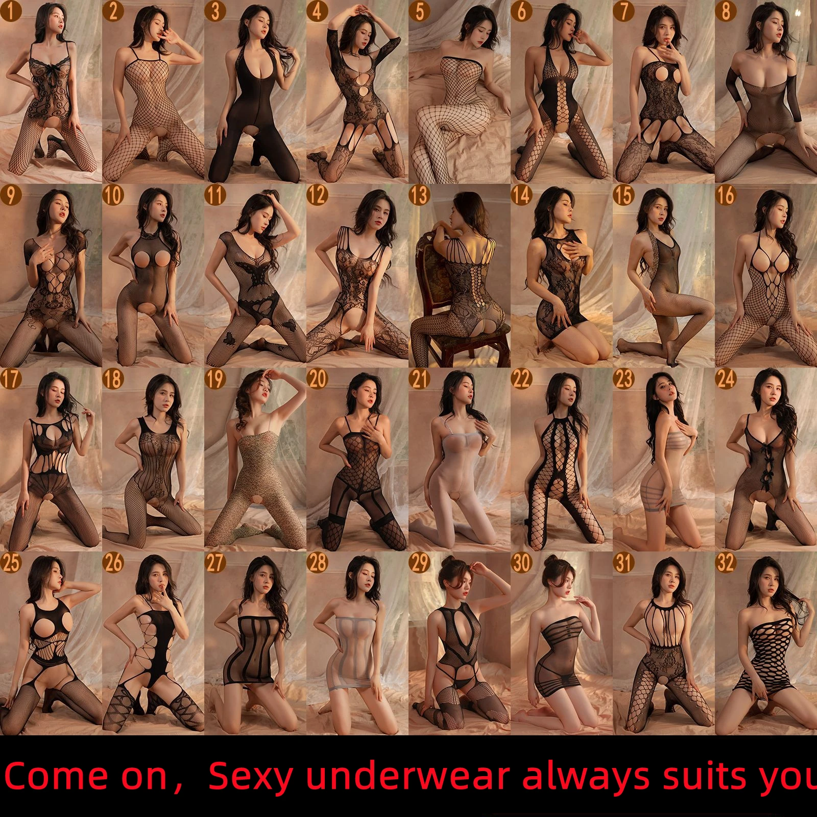 

Sexy Underwear Lace Hollowed Out One-piece Net Clothes Sexy Open Range One-piece Socks Black Perspective Seductive Lingerie
