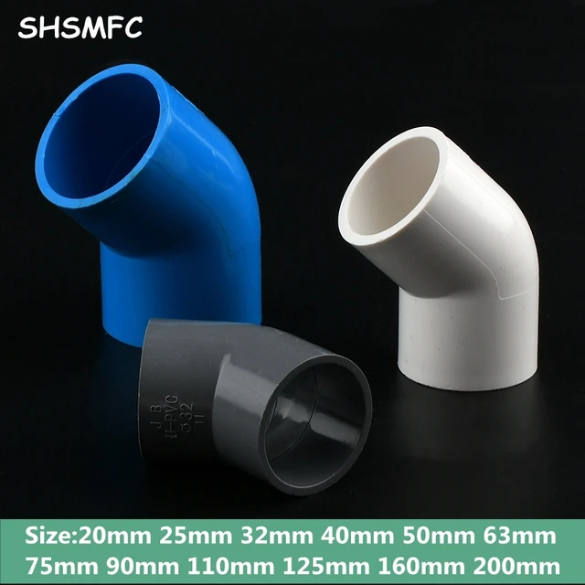1-3Pcs I.D 20~75mm PVC 45 Degree Equal Elbow Connector PVC Pipe Connectors  Indoor Water Supply Pipe Joint Drainage Pipe Fittings - AliExpress