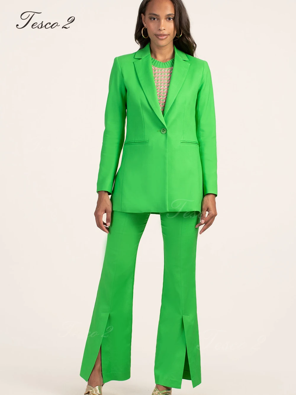 

Tesco 2 Women's Suit Slim Fit Flare Pants Suit For Women Peak Lapel Women Suit 2 Piece Jacket Blazer Pants