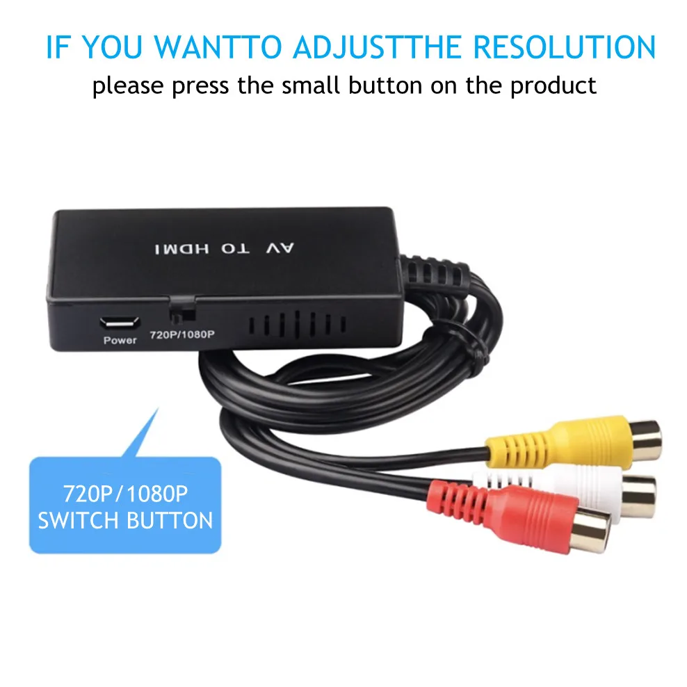 RCA to HDMI-compatible Adapter AV2HDMI-compatible Audio Vdieo Converter Support