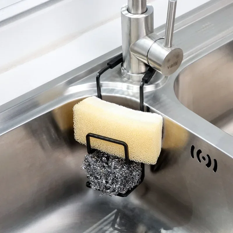 

Kitchen Metal Sink Drain Rack Wall Sucker Sponge Storage Drying Holder Sink Soap Stand Dish Cloth Shelf Organizer Products