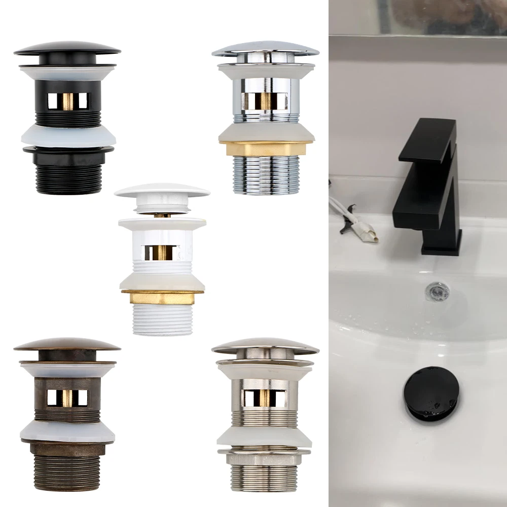 

Pop Up Drain with Overflow Tap Drain Push Button Slotted Washbasin Sink Plug Vanity Sink Waste Drainer Basin Sink Drain Stopper