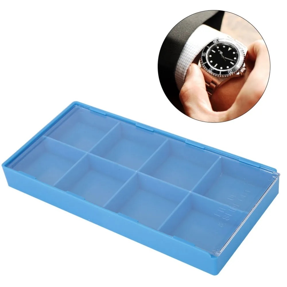 Professional 8 Grid Watch Parts Storage Box Plastic Material Watch Parts Organizer Watchmaker Repairing Tools Table Top Use