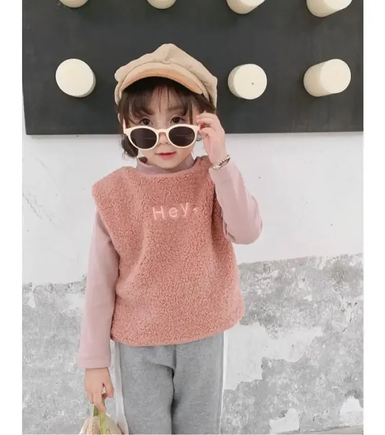 Kinderweste für Herbst und Winter, Oberbekleidung für Jungen und Mädchen, modische Weste mit schlichtem Plüschfleece-Stil – Detail 13