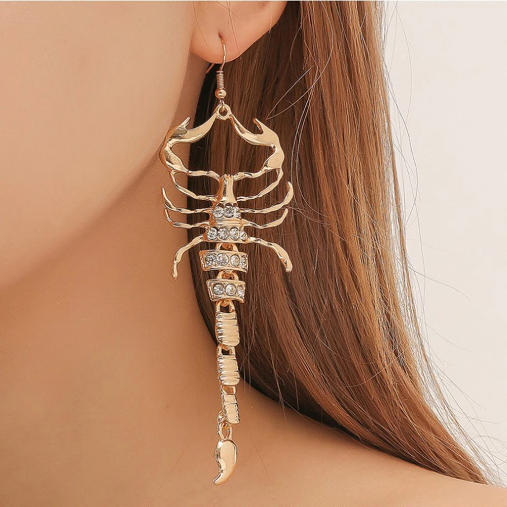 

2022 Europe and America Exaggerated Diamond Encrusted Scorpion Earrings For Women Fashion Earring Birthday Party Jewelry Gifts