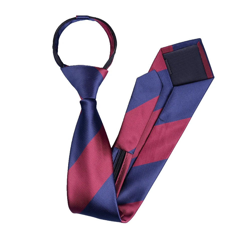 NEUE Herren Retro Reißverschluss-Krawatten 8CM Einfarbige Gestreifte Modische Blaue Krawatten Automatische Reißverschluss-Krawatte Rot Bequeme Krawatten – Detail 8