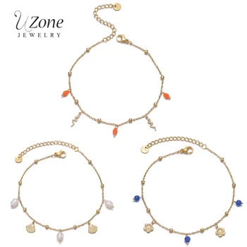 UZone-새로운 골드 컬러 발목 체인 팔찌 다리, 쥬얼리, 스테인레스 스틸, 조절 가능한 매력적인 심플한 와일드 구두, 여성 선물용