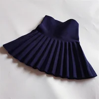 Jupes pour enfants automne/hiver jupes pour filles jupes courtes plissées tricotées pour enfants jupes plissées taille haute couleur unie 5