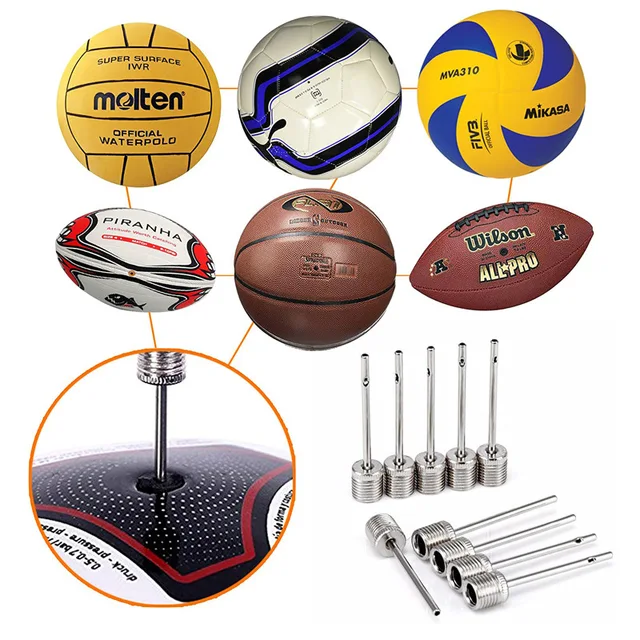 A Set Basketball Metal Inflatable Needle Pump Yoga Ball Air Valve Adapter Volleyball Ball Inflation Pump Football Practical Tool