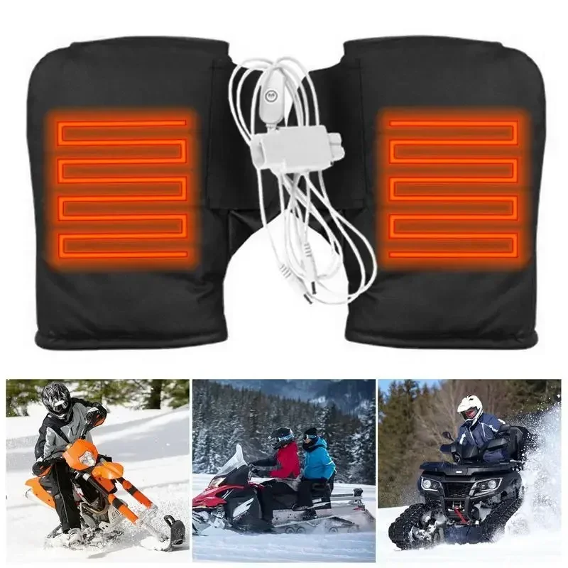 Heated Handlebar Muffs Waterproof Electric Heating Handle Windproof Motorcycle Handlebar Gloves Double Sided Heating Grip