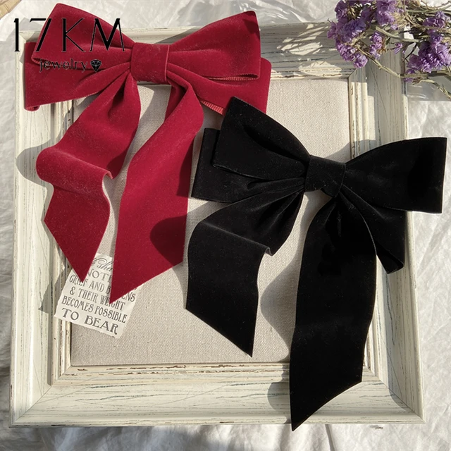 Vintage Red Big Velvet Bow Hair Clip For Women Girl Long Ribbon Hairclip  Black Large Barrette Korean Top Hairpin Hair Accessorie - AliExpress