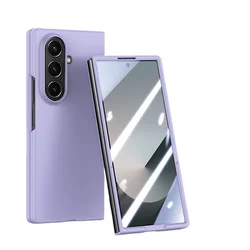 Premium Solid Skin Feel Phone Case with Screen Protector Cover - Galaxy Z Fold4 (PURPLE)