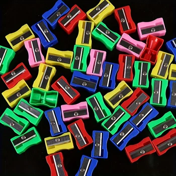 10 pezzi mini temperamatite colore plastica foro singolo forma rettangolare materiale scolastico sfuso temperamatite manuale