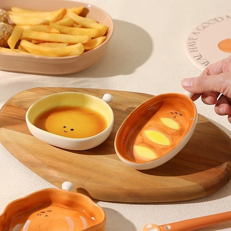 Ceramic Plate Cute Bread Seasoning Dish Underglaze Color Good-looking Dish Household Sauce