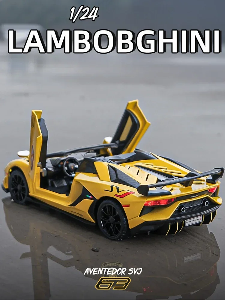 

1/24 Scale Lambor Aventador SVJ 63 Super Car Model Sound Light Collection Metal Diecast Toys Vehicles Kids Boys Gift Decoration