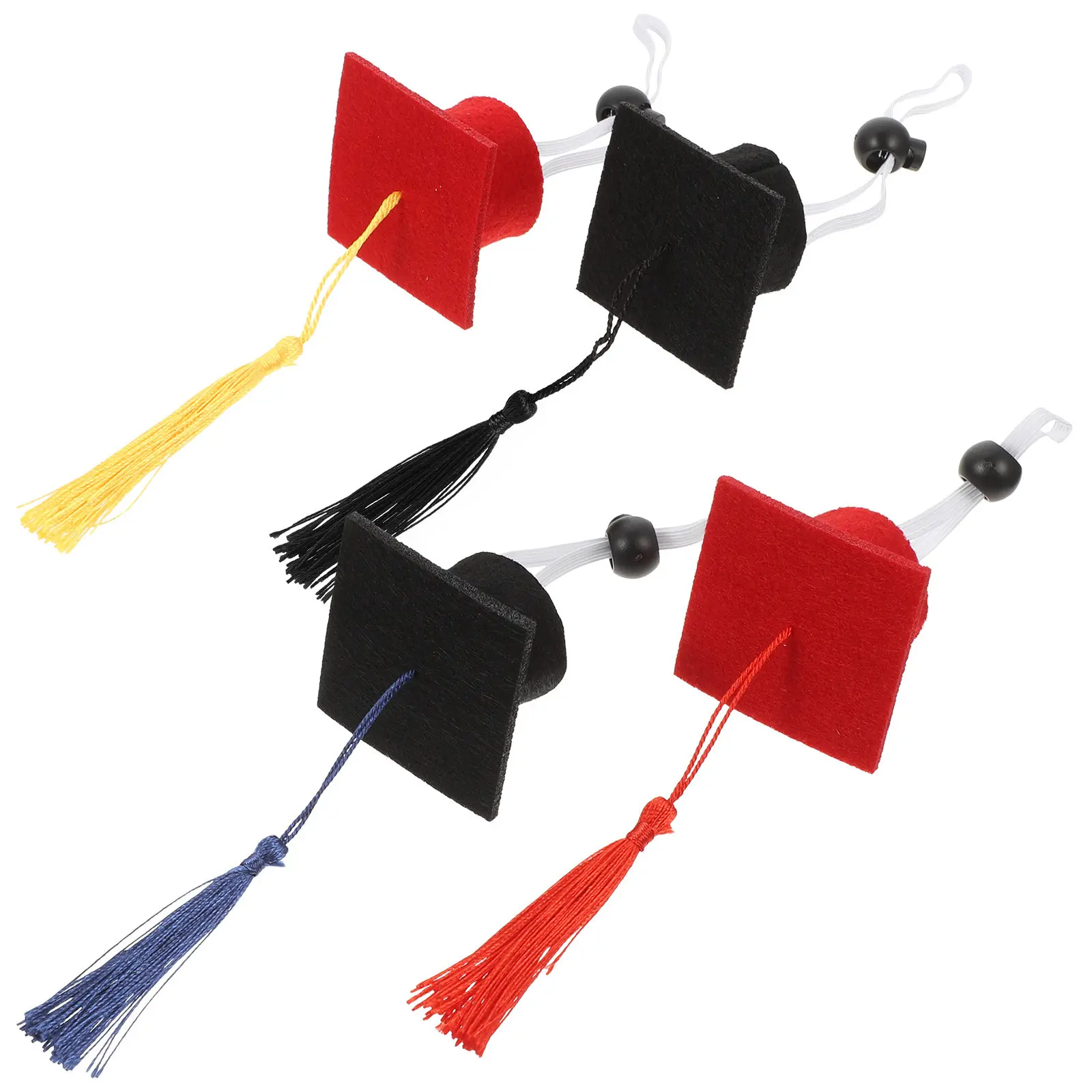 4Pcs 애완 동물 졸업 모자 개 졸업 모자 술 작은 애완 동물 사진 소품 파티 의상 액세서리 고양이 모자