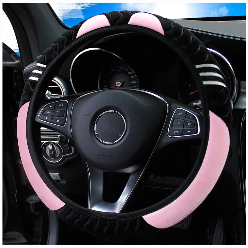 Comfortable Little Monster Plush Steering Wheel Cover Car Accessories Without Inner Ring Steering Wheel Cover for 14.5-15 Inches