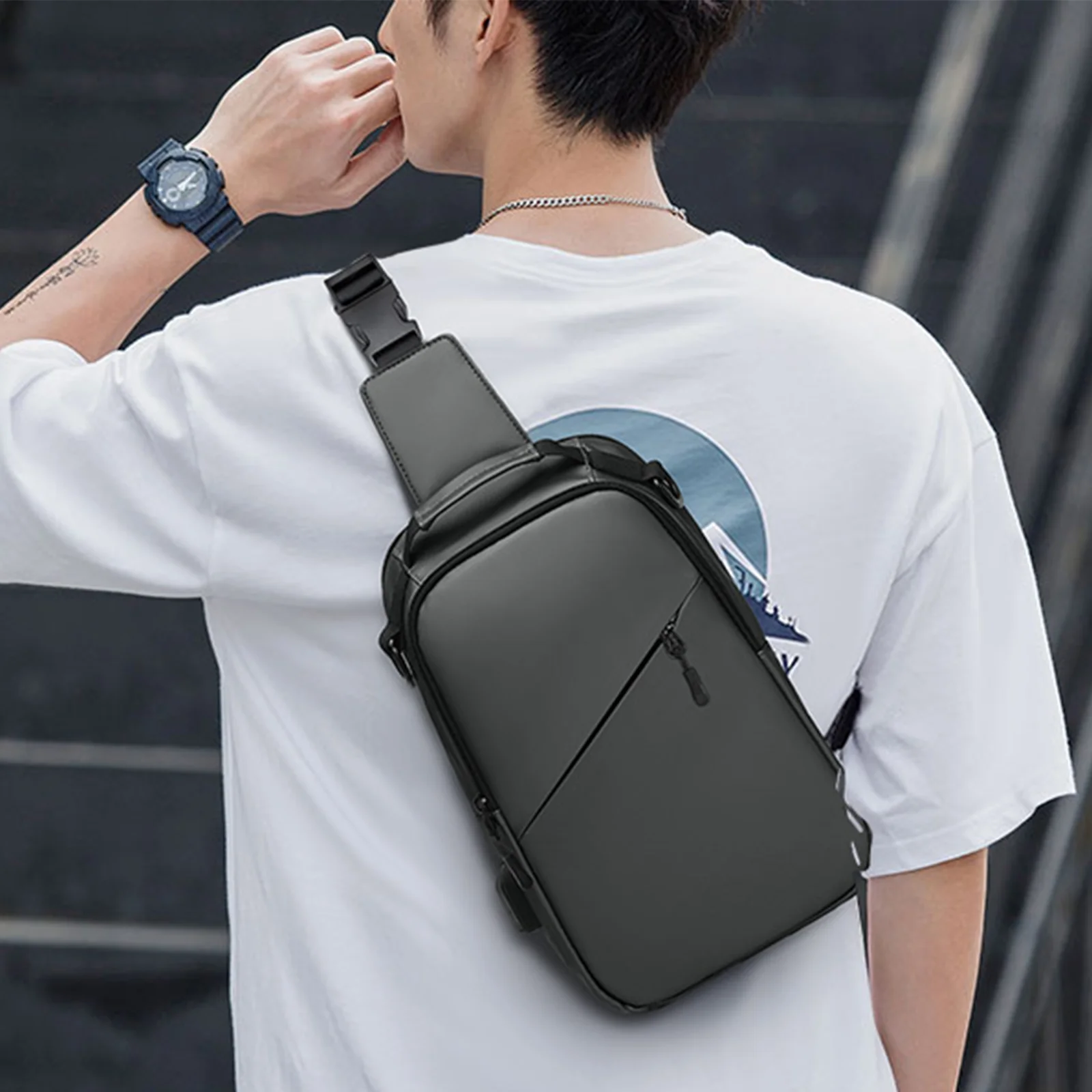 Men Casual Bags Men's Functional Wind Single Room Crossbody Bag, Autumn main image 1