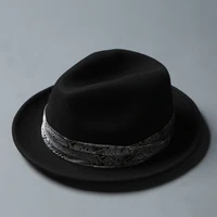 Men's Hat Winter Warm Pure Wool Top Hat Vintage Fedora Women Winter Autumn Gentleman Anglish Ribbon Jazz Hat LM09 4