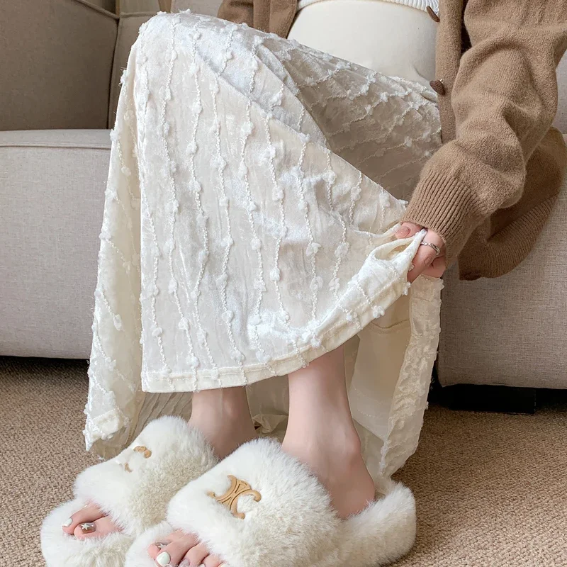 Spring Maternity Lace Skirts High Waist Fashion Embroidery Pregnant Woman A-line Skirt Long Loose Pregnancy A-line Skirt