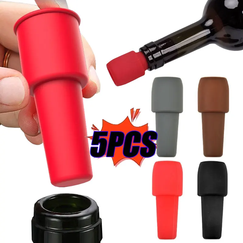 1/5PCS Silicone Wine and Beverage Bottle Cap Set Leak Proof Champagne Bottles Sealer Stoppers Wine Cork Saver Stopper Reusable 1/5PCS Silicone Wine and Beverage Bottle Cap Set Leak Proof Champagne Bottles Sealer Stoppers Wine Cork Saver Stopper Reusable