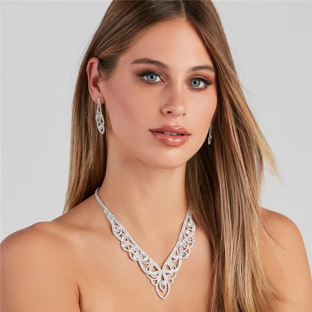 Crystal Rhinestone Necklace V Rhinestone V Shape Necklace Jewelry