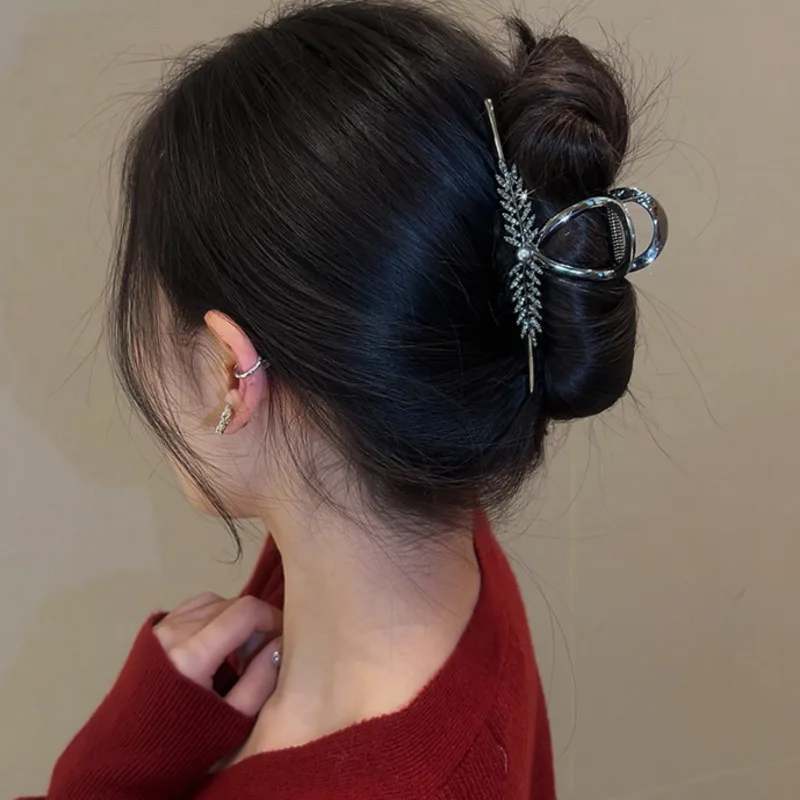 

Изысканные заколки для волос с кристаллами в виде пшеницы, захватывающая Роскошная большая заколка для волос в виде акулы, заколка-Пряжка, головной убор для женщин, аксессуары для волос, подарок