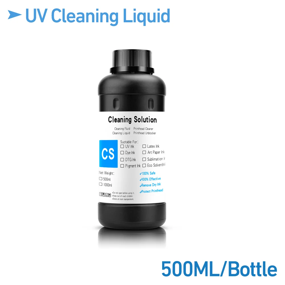 500ML/Bottle UV Cleaning Liquid Precoating Additive Viscosity For Epson R290 R330 L800 1390 1400 For All UV Inkjet Printhead printer cleaner printer uv ink uv coating fluid