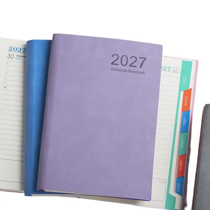 2027 데일리 플래너 PU 가죽 밴드 노트북 시간 관리 저널 320페이지 스케줄 북